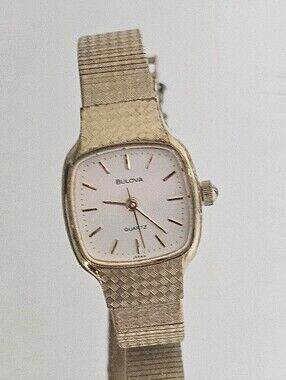 Bulova Gold-Tone Ladies Quartz Watch - Gold Dial Accents